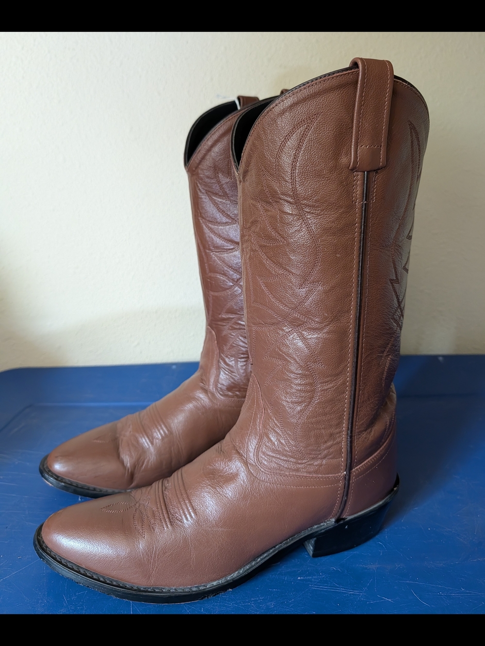 India Boutique Brown Leather Western Cowboy Boots